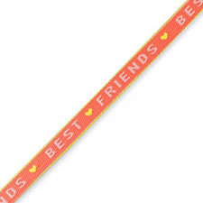 Ribbon text "Best Friends" Coral red-lime